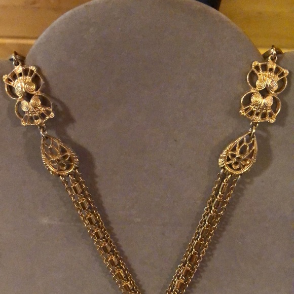 Monet Vintage Filigree Multi Chain Statement Necklace - Picture 8 of 16